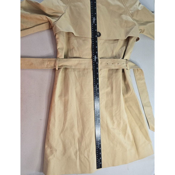 Topshop Trench Coat Women's 4 Beige Tan Button Closure Belted Cuffed Collar NWOT - Picture 8 of 15